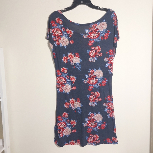 Awada Women's Sustainable 100% Viscose Floral Mini Dress  Blue Red/White Floral - Picture 5 of 10